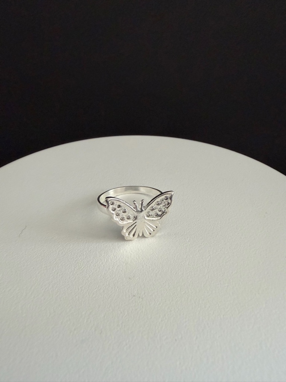 Sterling Silver 925 Butterfly Ring with Sparkling Accents